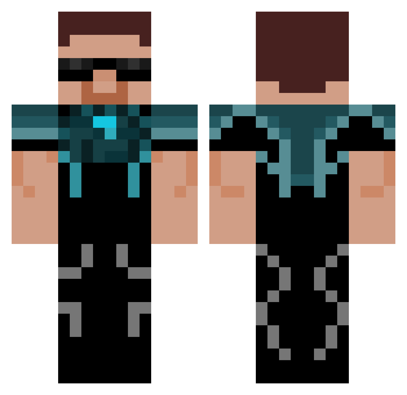 Triceratopix Minecraft skin, front and back view