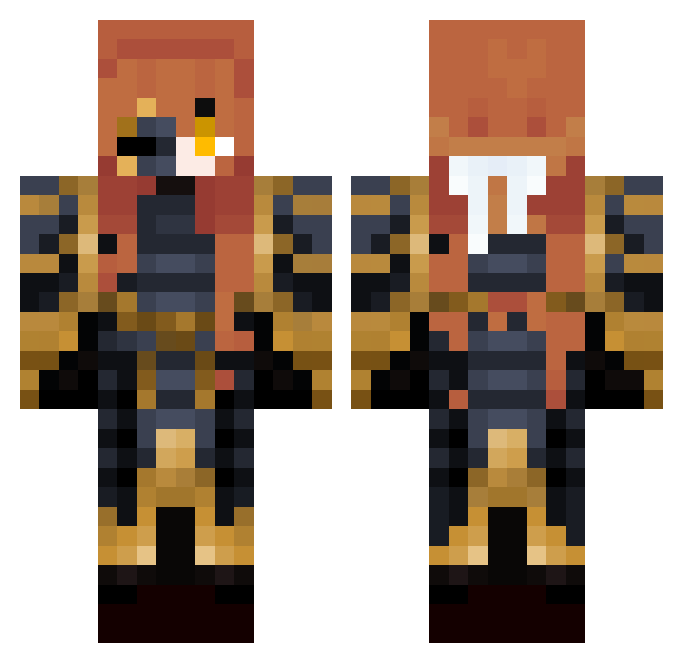 Epicness34 Minecraft skin, front and back view