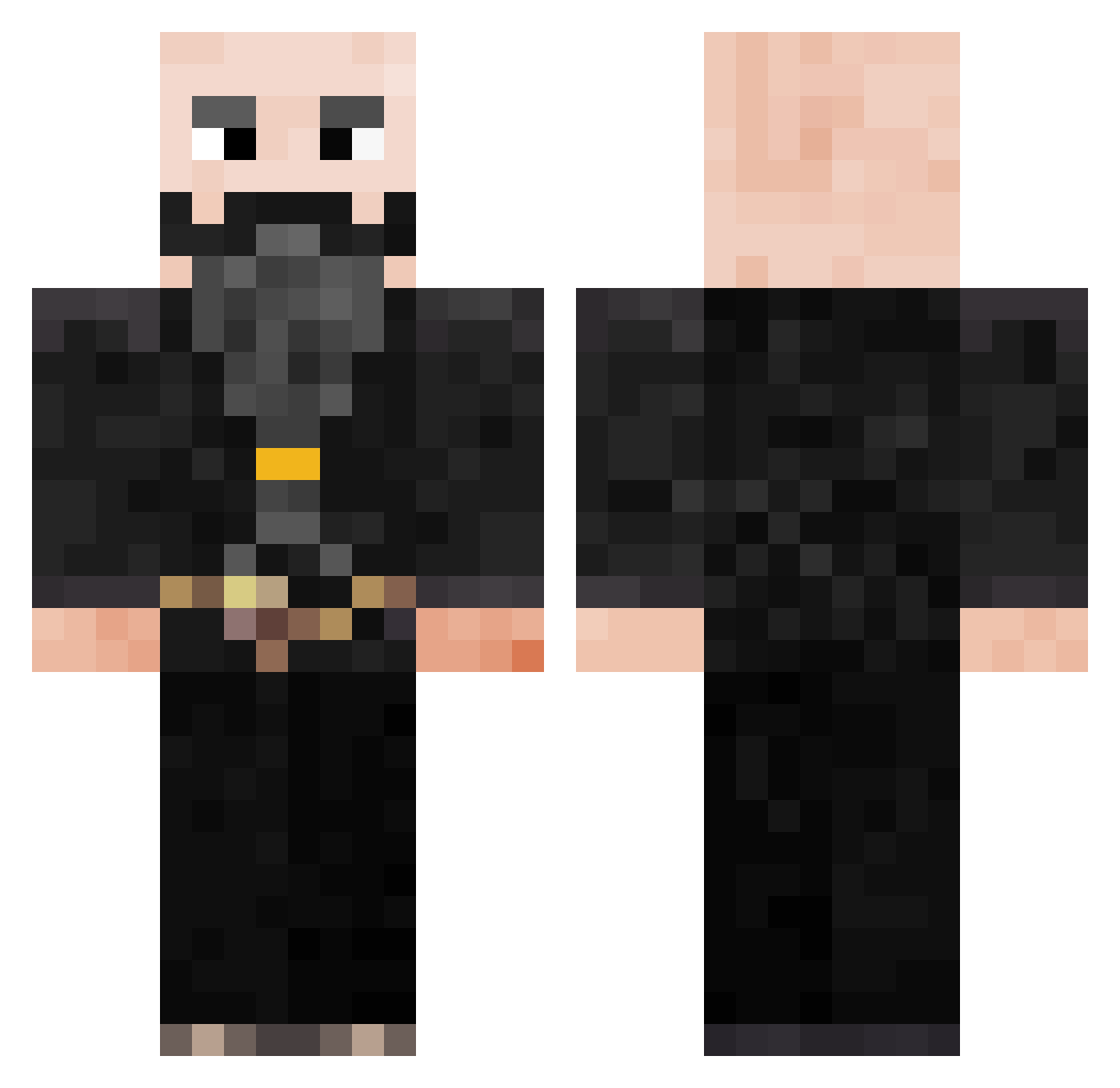 mrducktator Minecraft skin, front and back view
