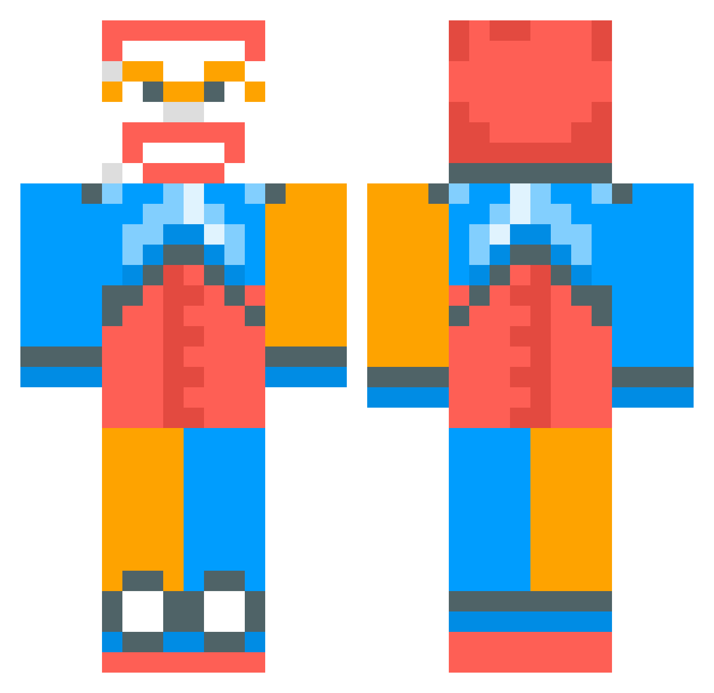 Jeopinn Minecraft skin, front and back view