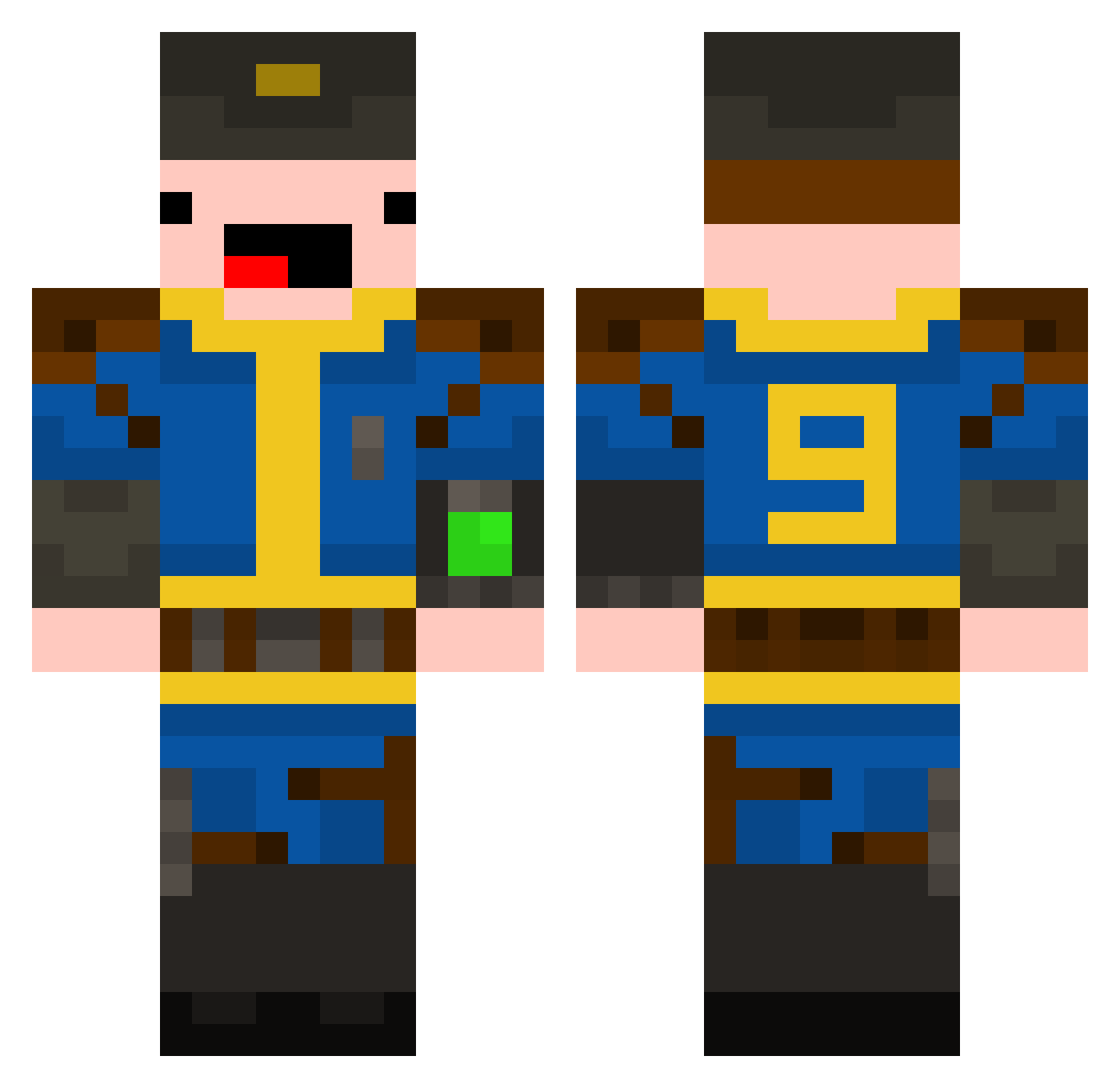 PaperaDaffari Minecraft skin, front and back view