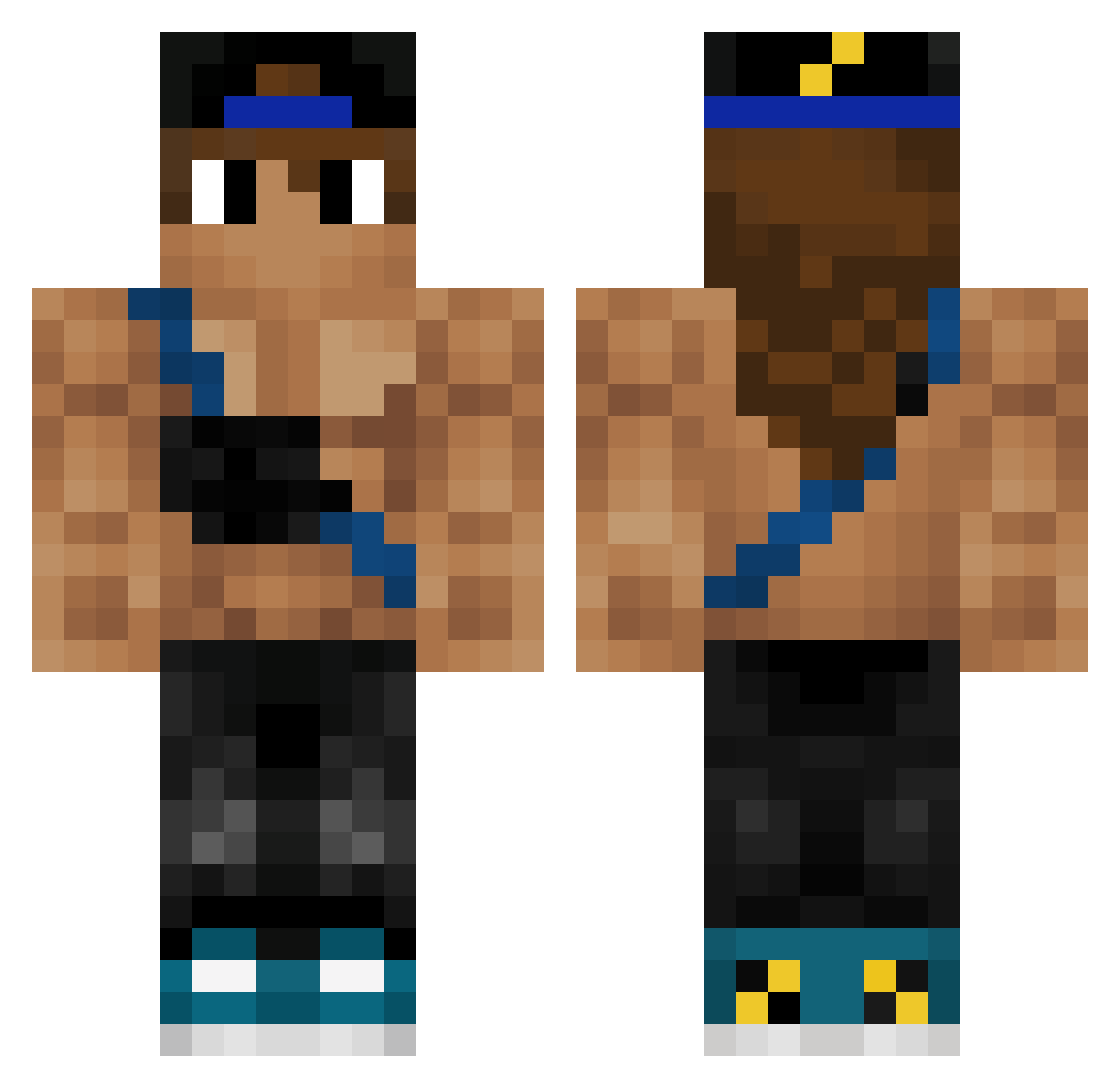 Jordiplier Minecraft skin, front and back view
