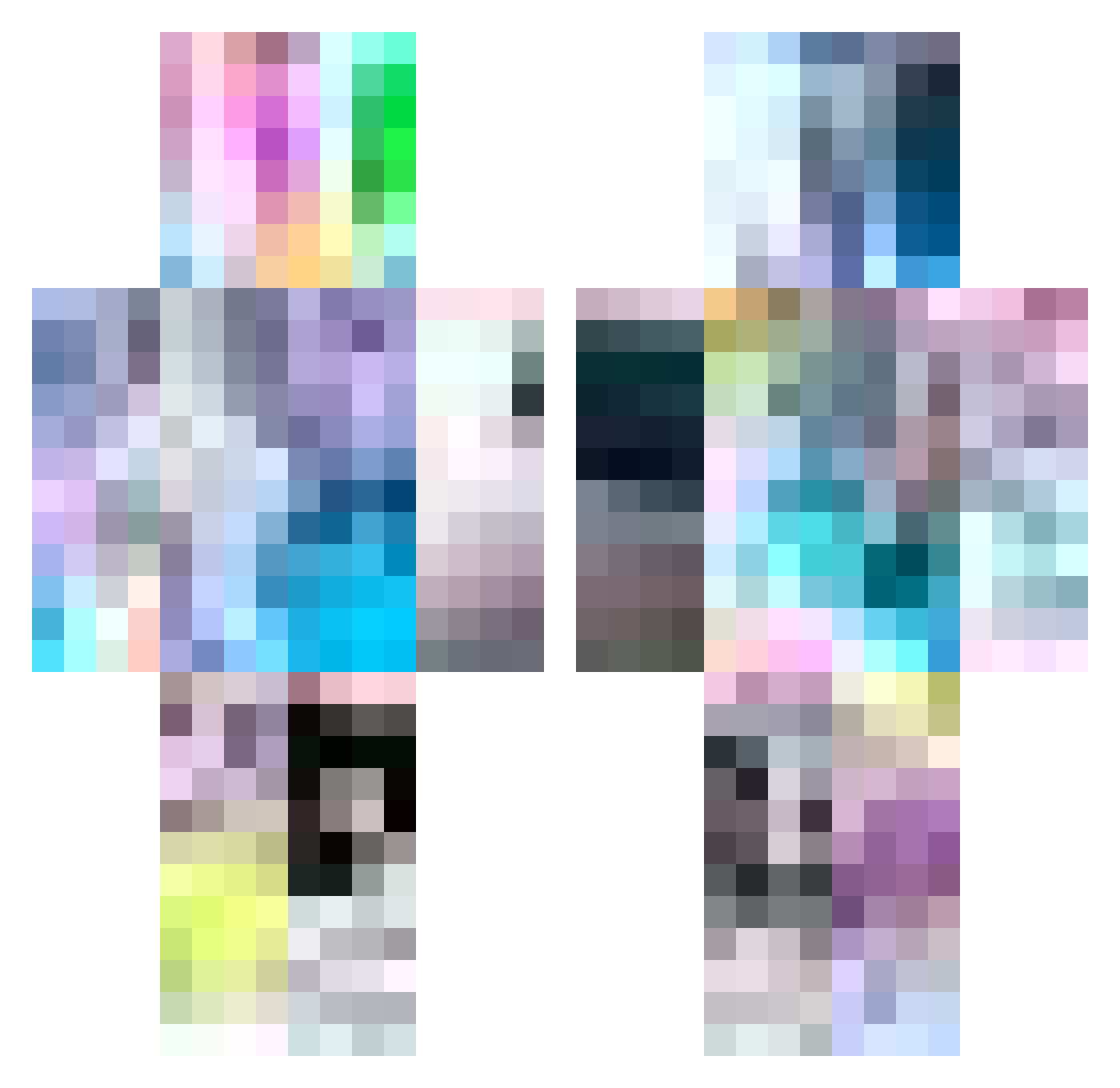 yoshicityy Minecraft skin, front and back view