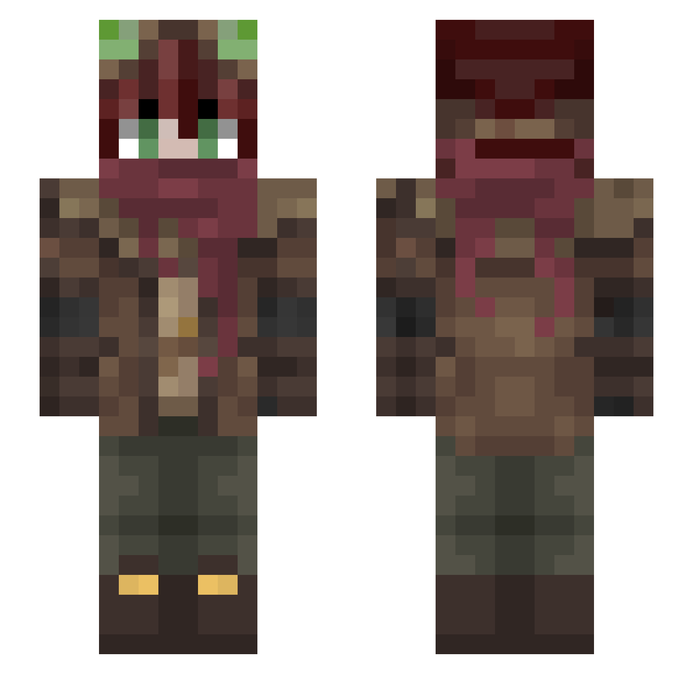 WhyRhythm Minecraft skin, front and back view