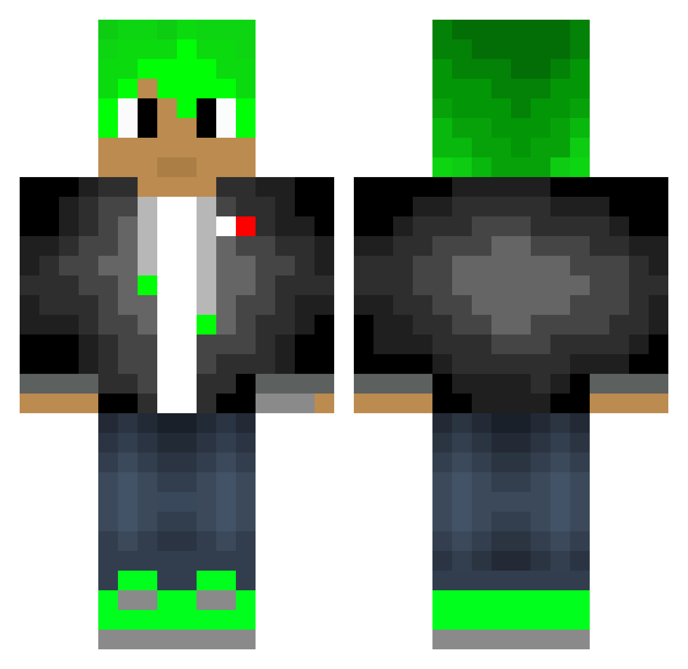 Maxpower125 Minecraft skin, front and back view