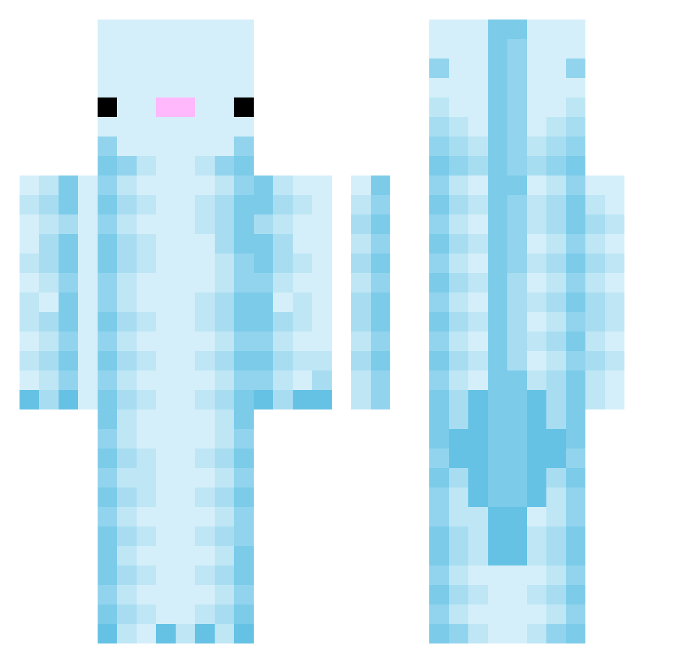 Zauction Minecraft skin, front and back view