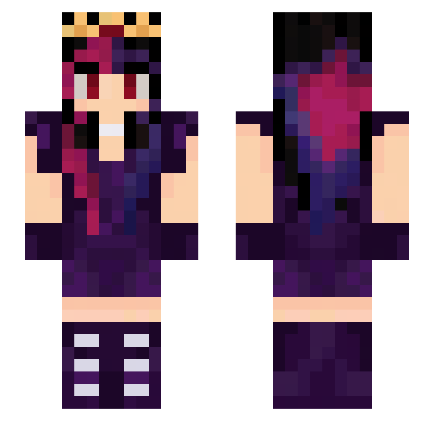 MoniGirl Minecraft skin, front and back view