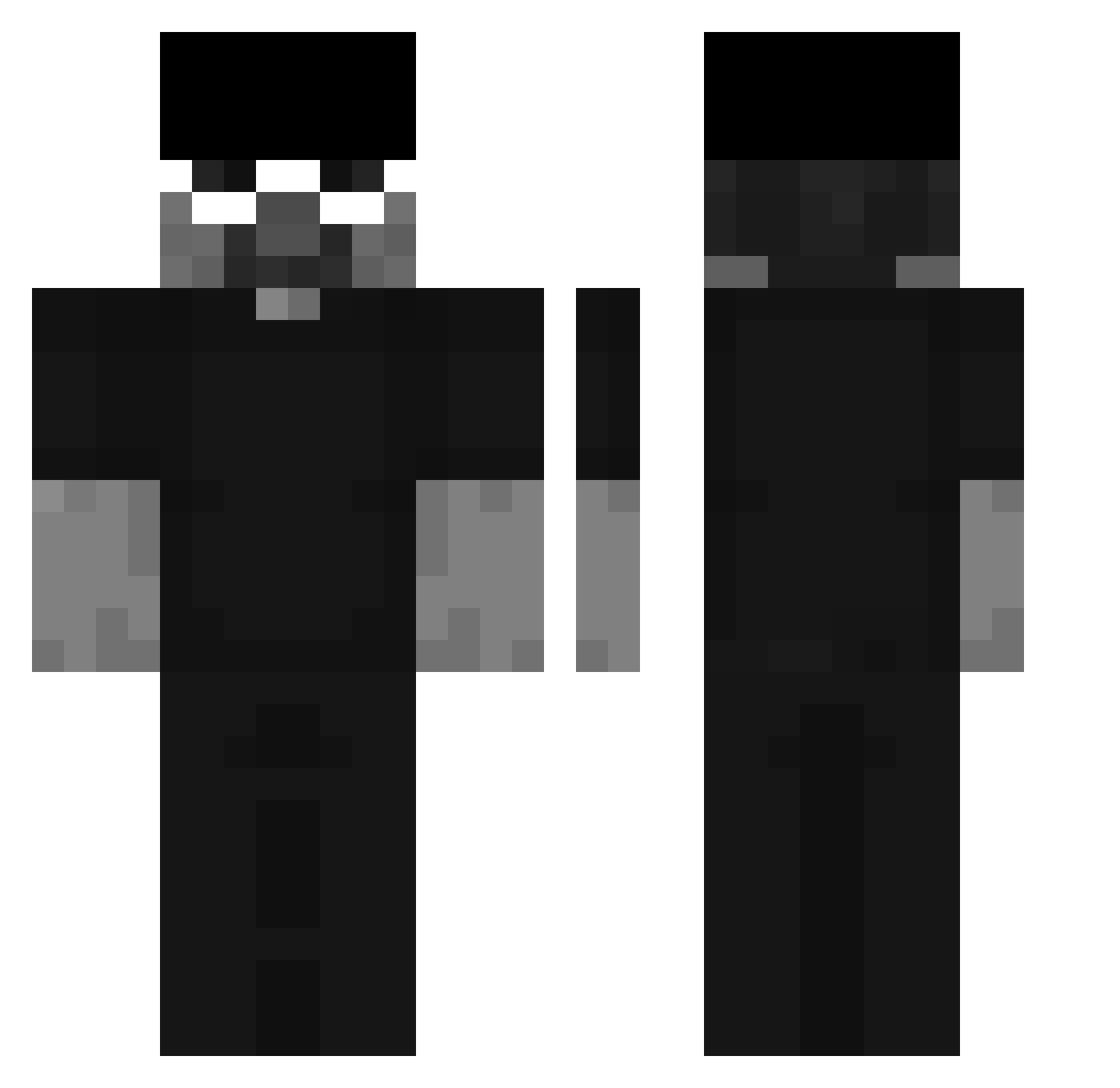 Rza1time Minecraft skin, front and back view