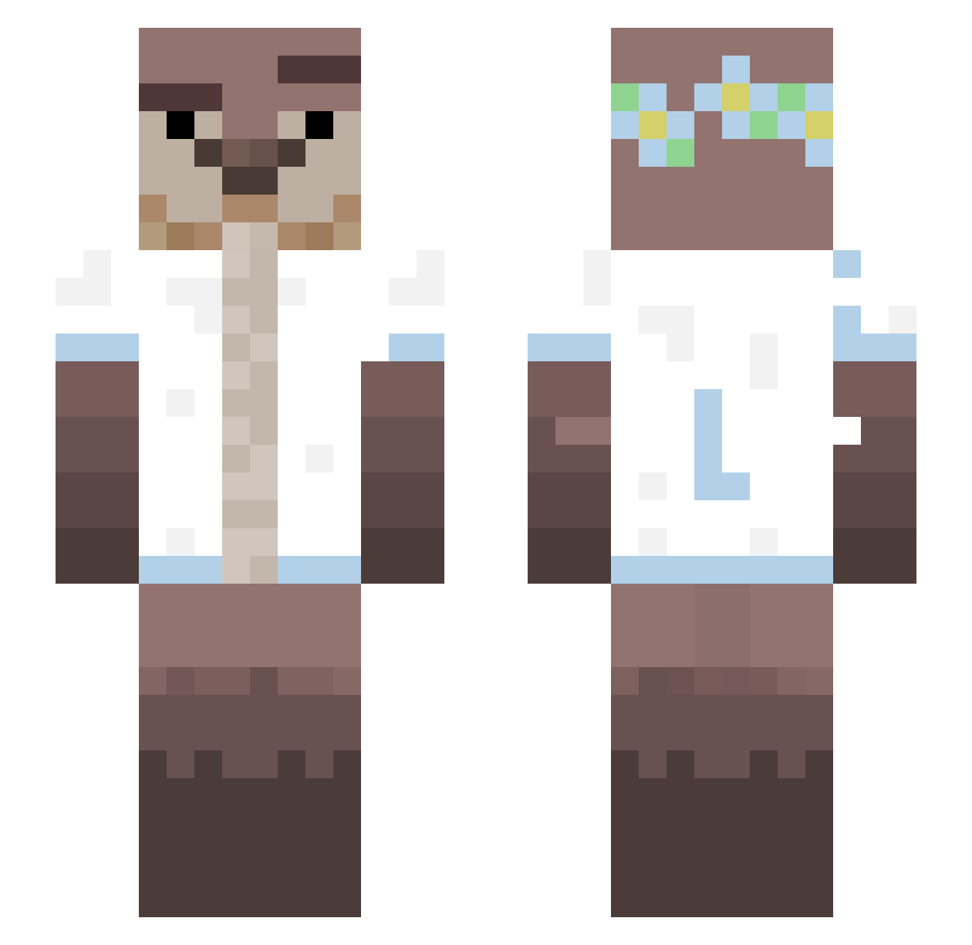 Luche17 Minecraft skin, front and back view