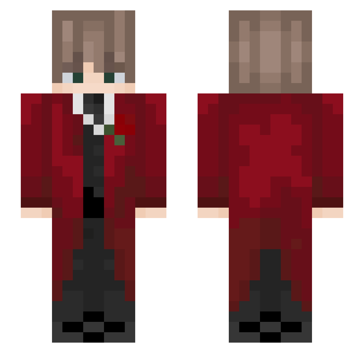 Cornho1i0 Minecraft skin, front and back view