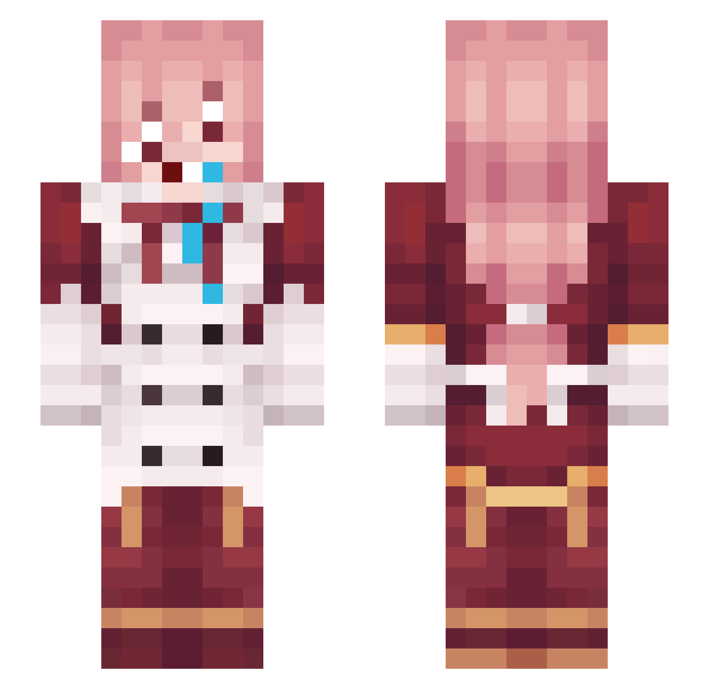 hazugera Minecraft skin, front and back view