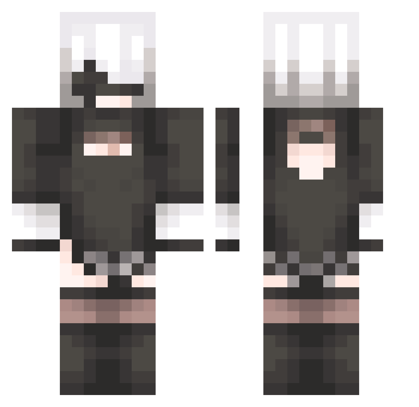Yamiratche Minecraft skin, front and back view
