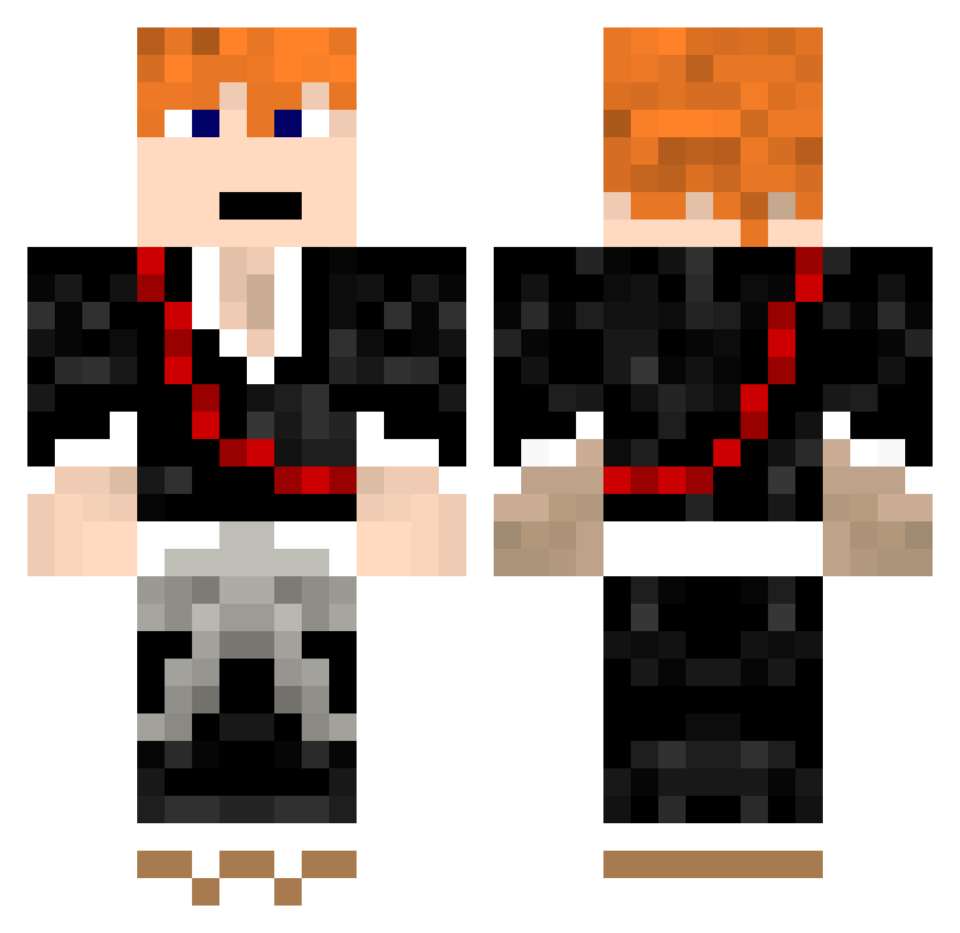 TurboFan Minecraft skin, front and back view