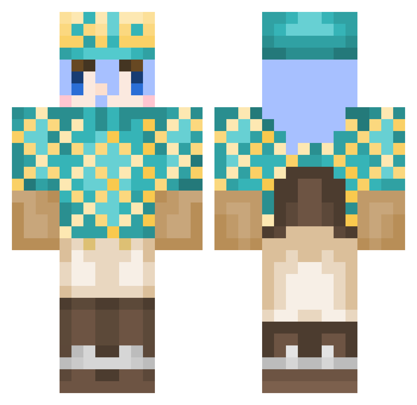 ThonioBob Minecraft skin, front and back view