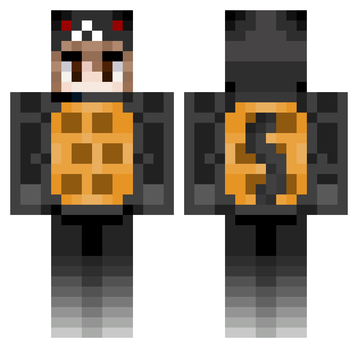 heinomite Minecraft skin, front and back view
