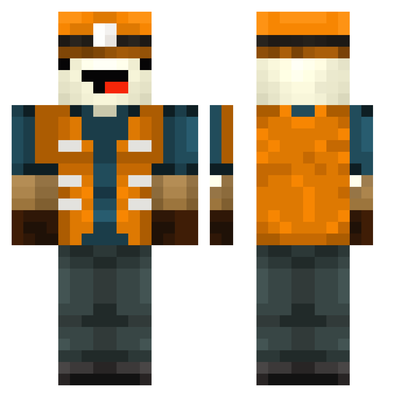 firedam Minecraft skin, front and back view