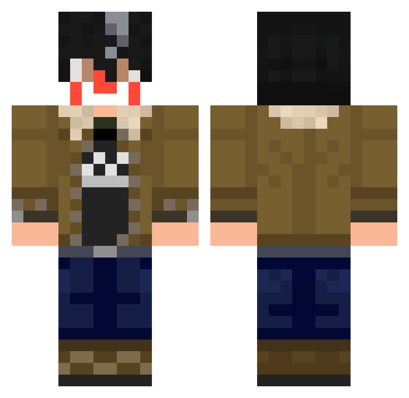 KingPochi Minecraft skin, front and back view