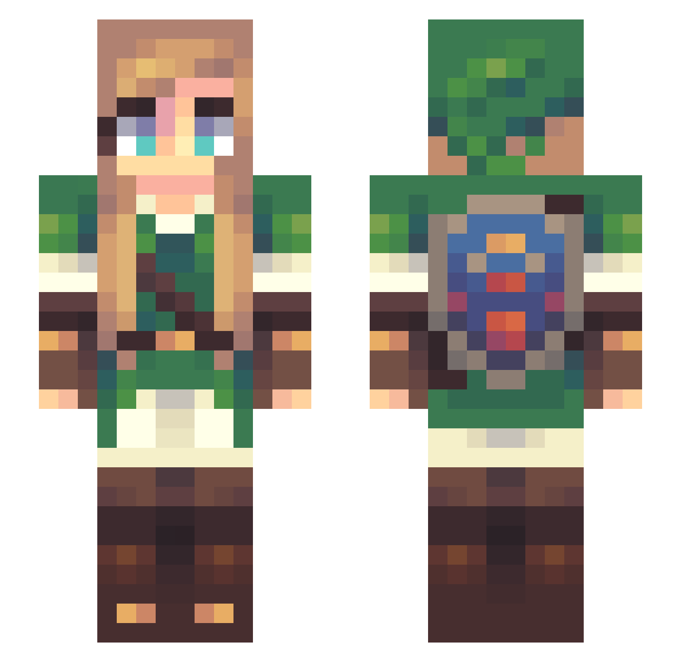 Tressed Minecraft skin, front and back view
