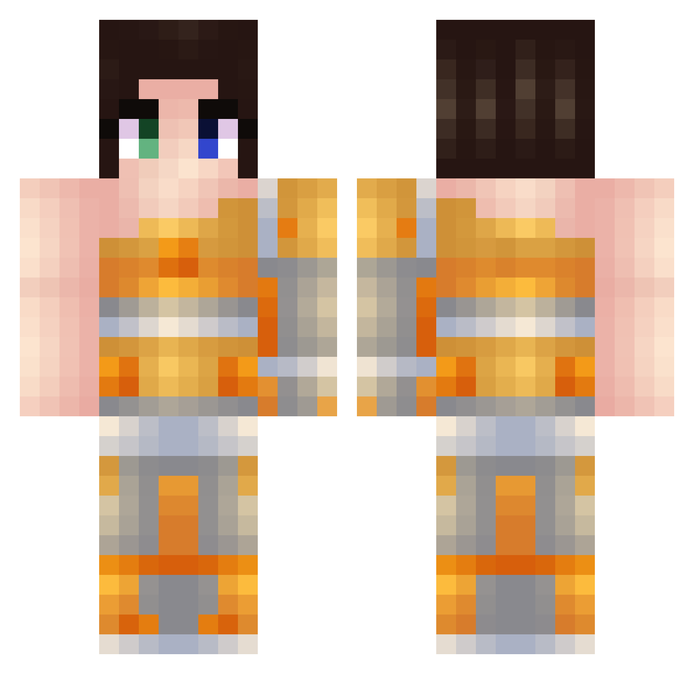 Nogotay Minecraft skin, front and back view