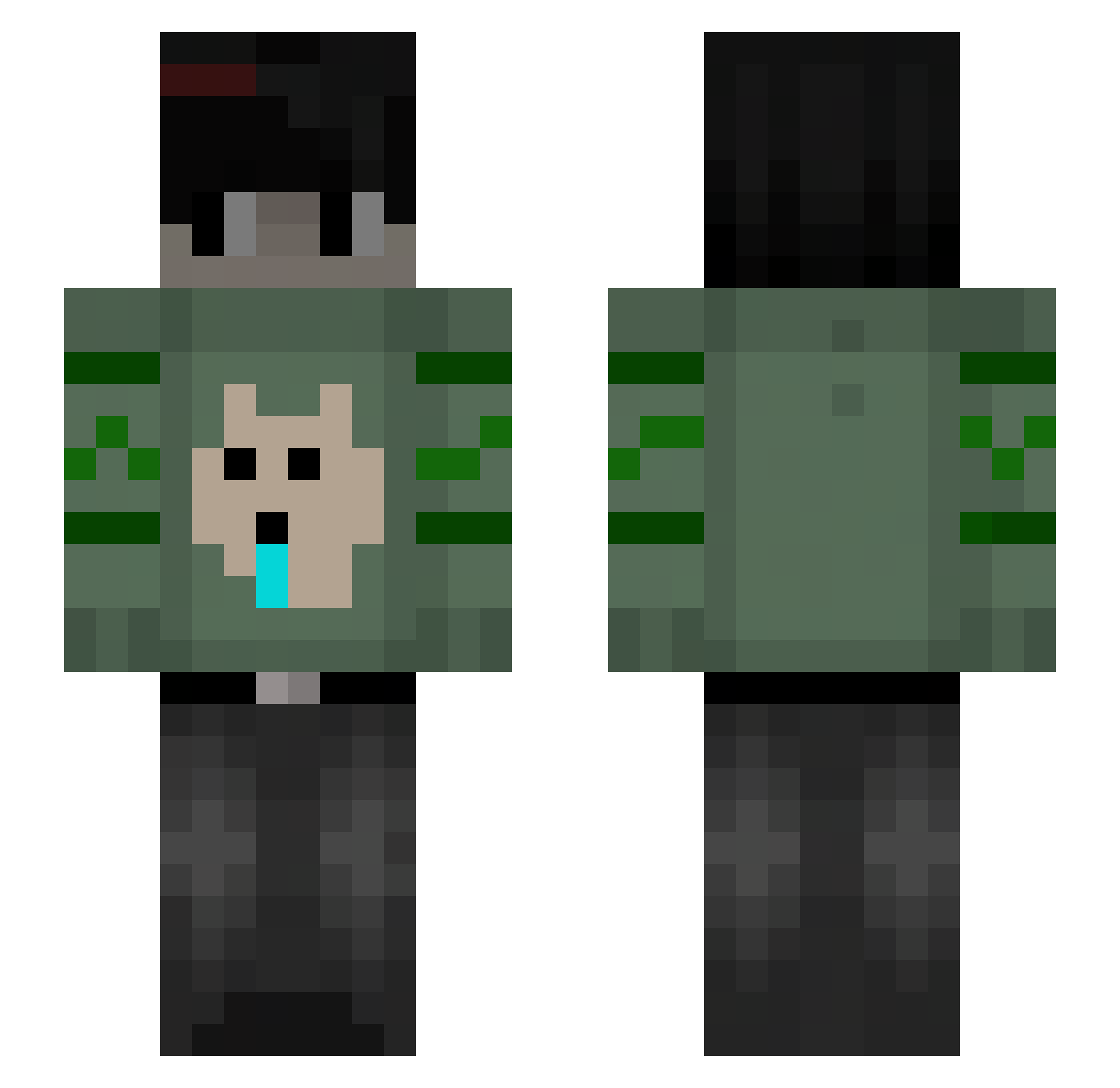 mike12358green Minecraft skin, front and back view