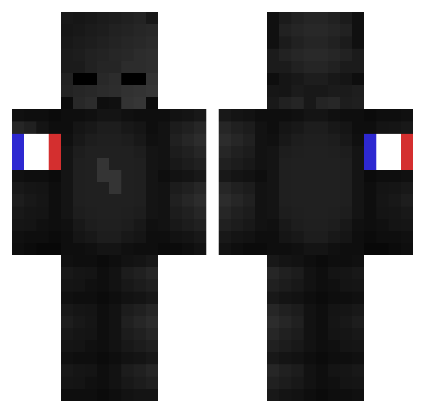 SZGUSTAFLAME Minecraft skin, front and back view