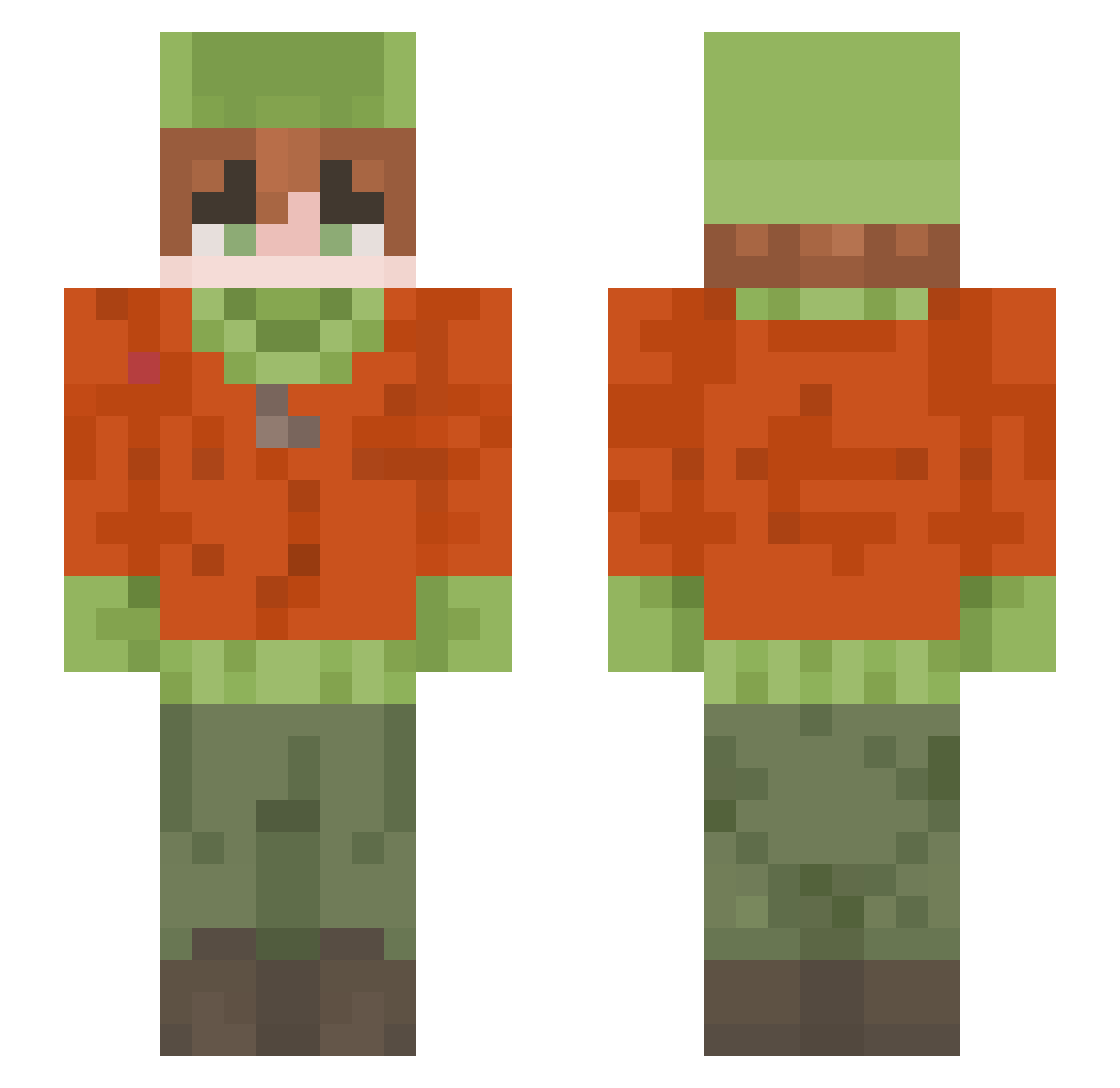 M0EN3LLA Minecraft skin, front and back view