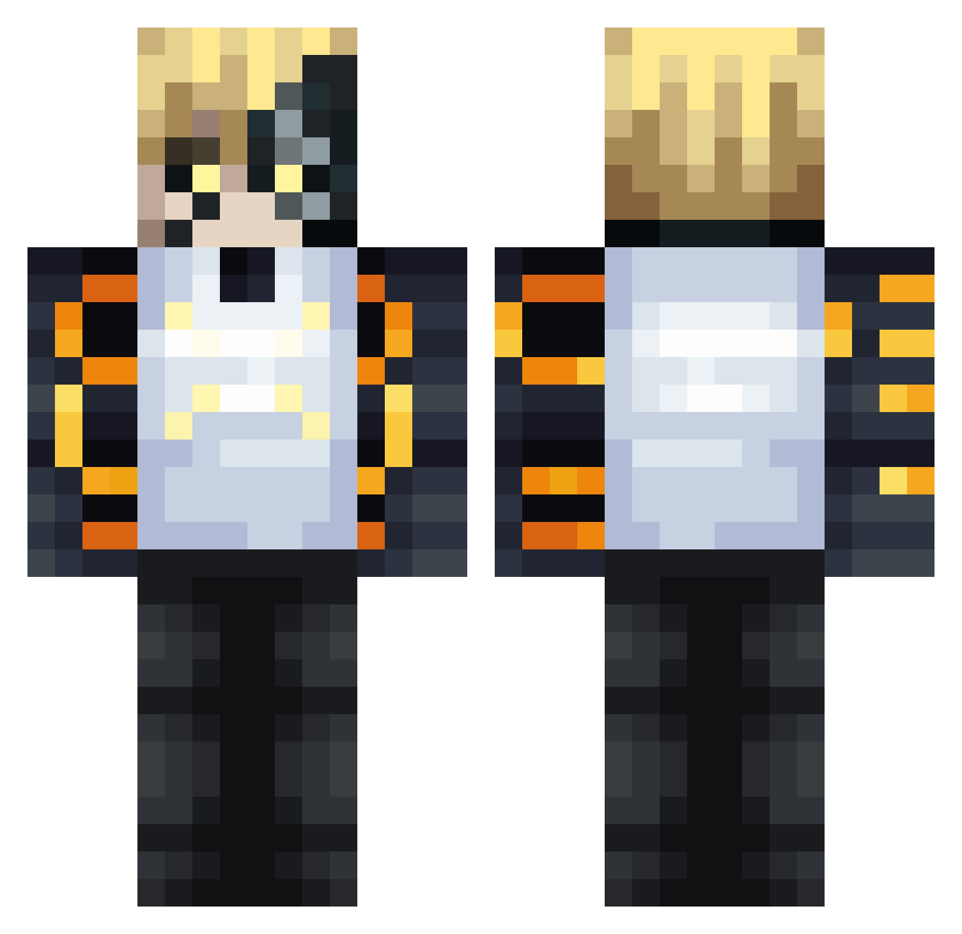 DeadByDuck Minecraft skin, front and back view