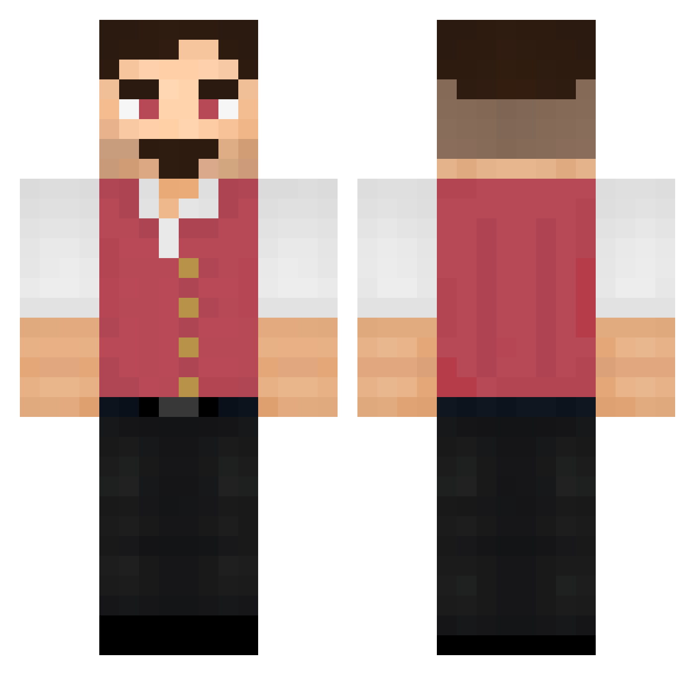 Eraphel Minecraft skin, front and back view