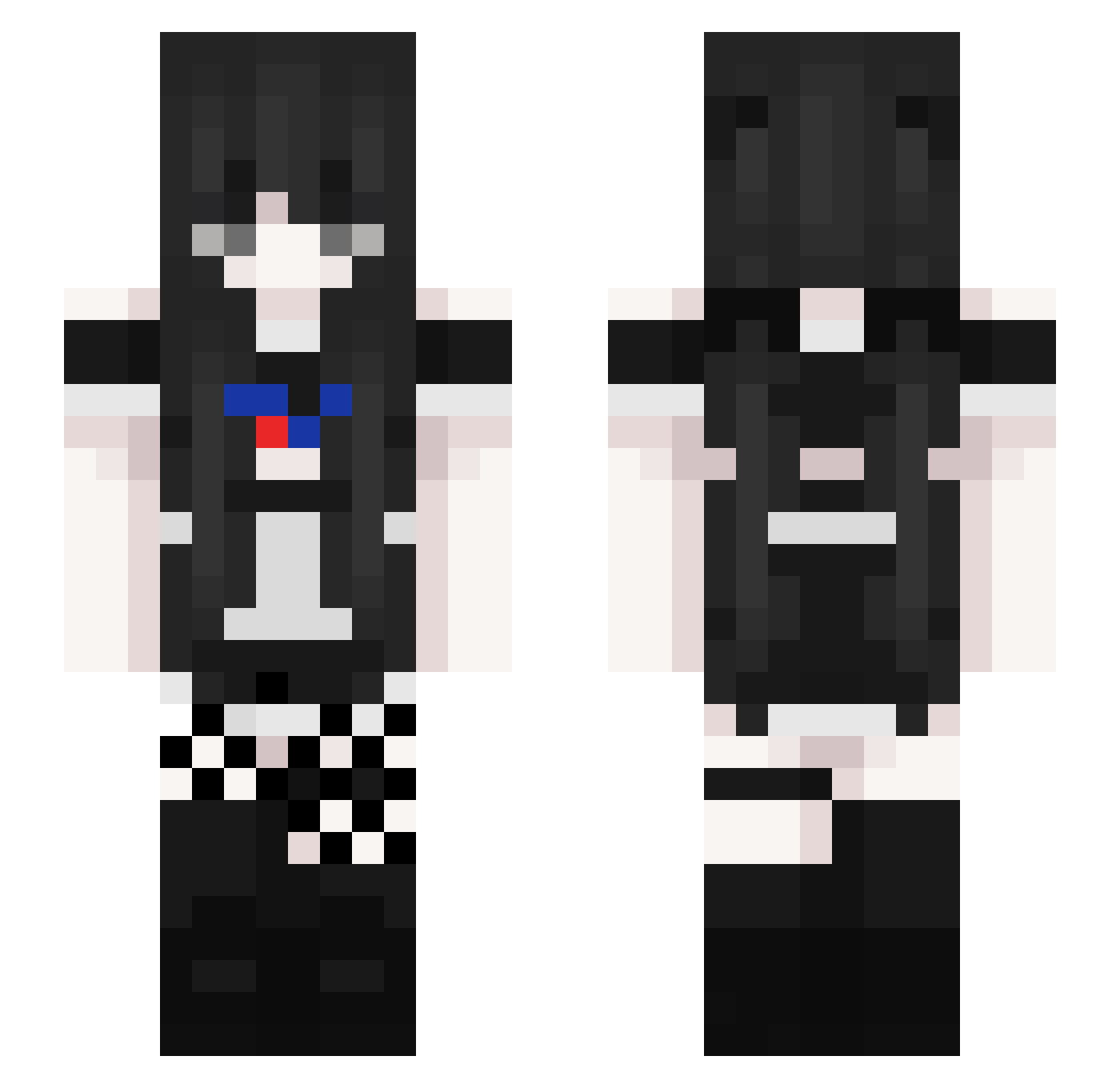 GothlHopEmployee Minecraft skin, front and back view