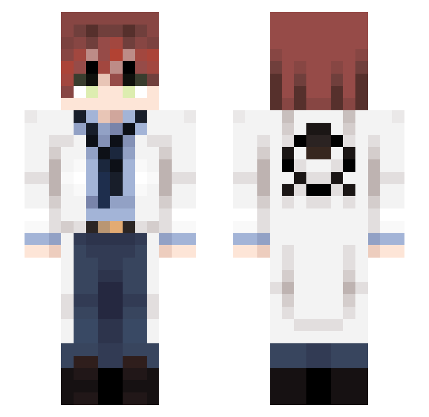 Thewartale Minecraft skin, front and back view