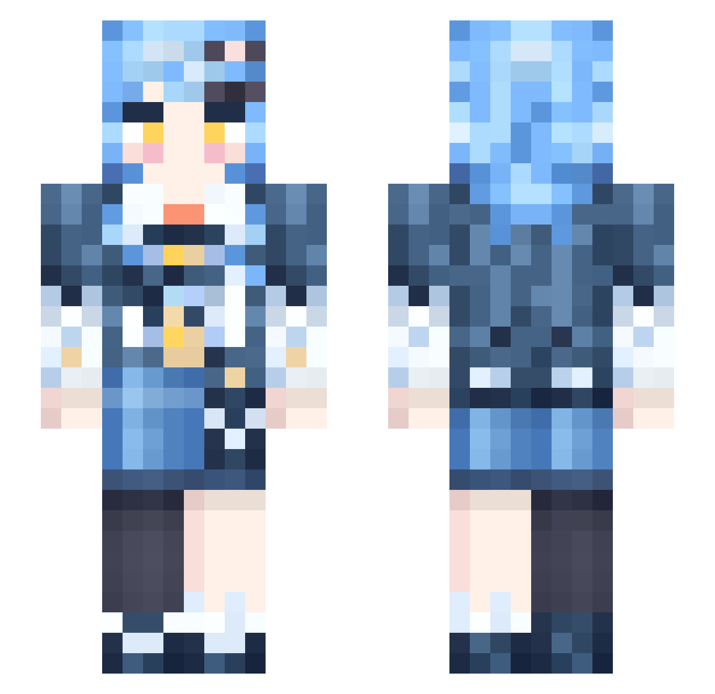 DrwyQzm Minecraft skin, front and back view