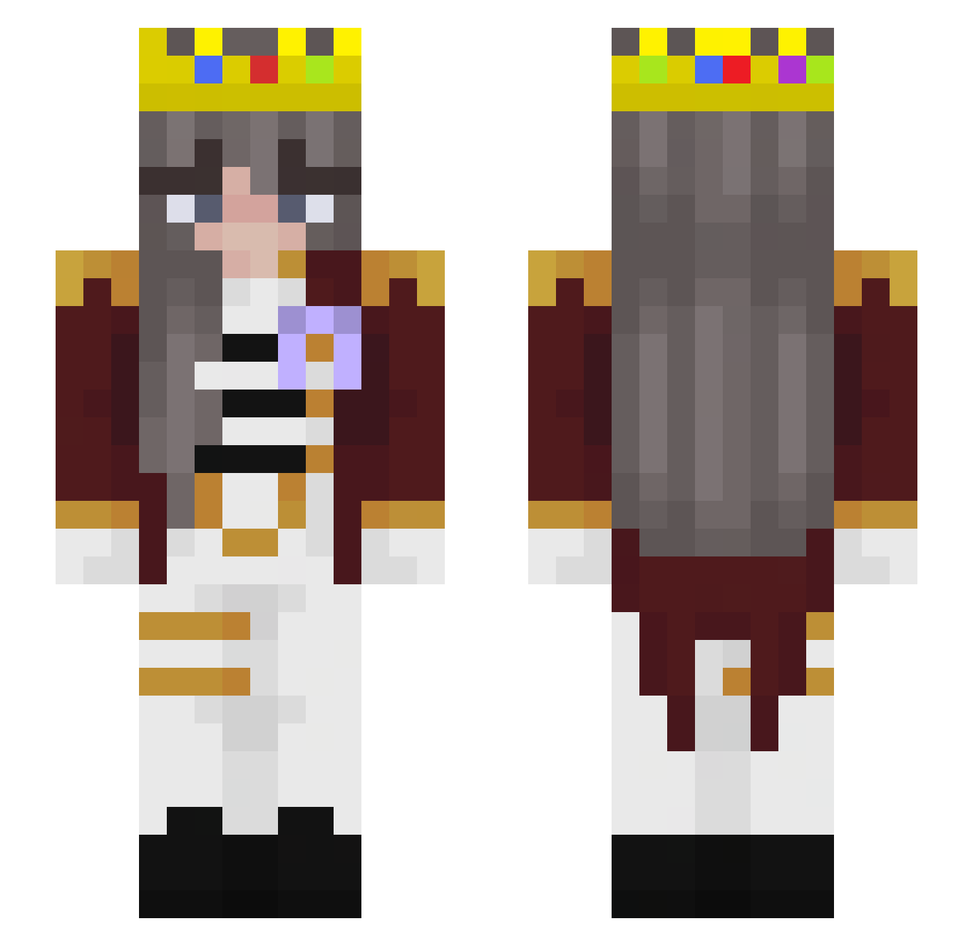 Adinush Minecraft skin, front and back view