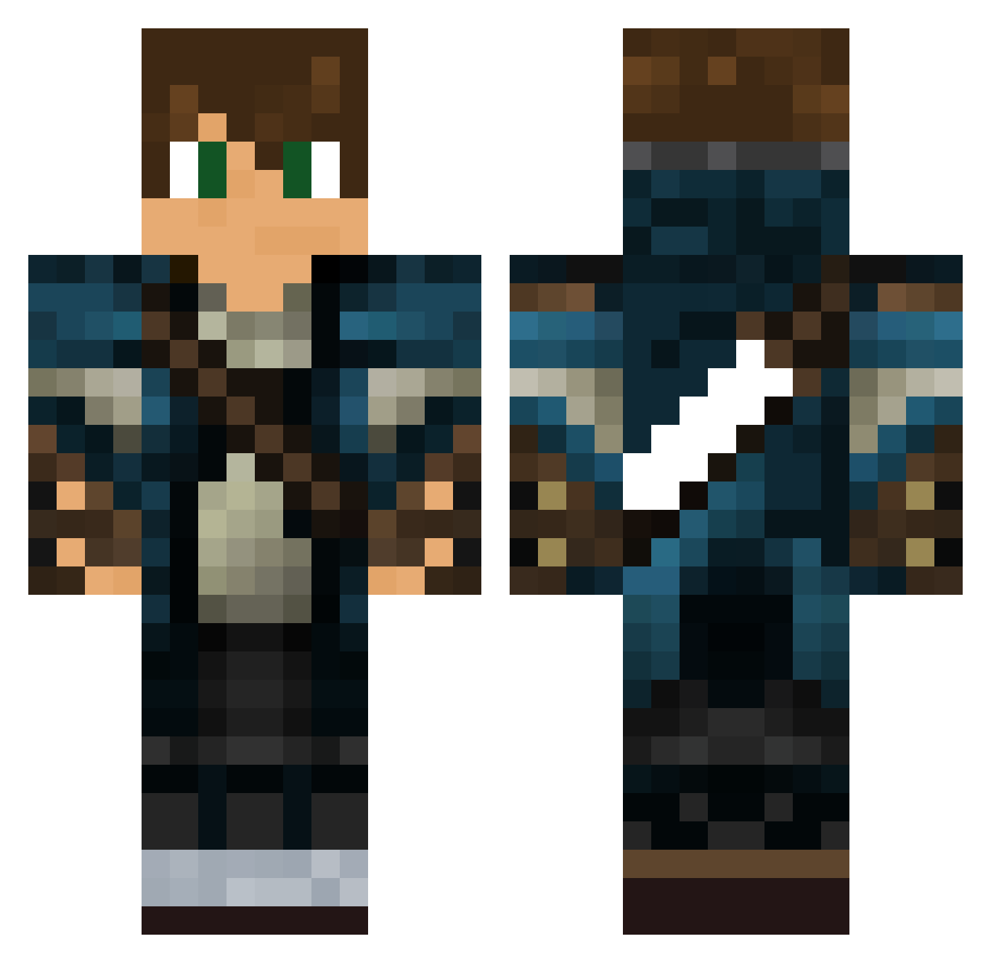 FinnRedstone Minecraft skin, front and back view