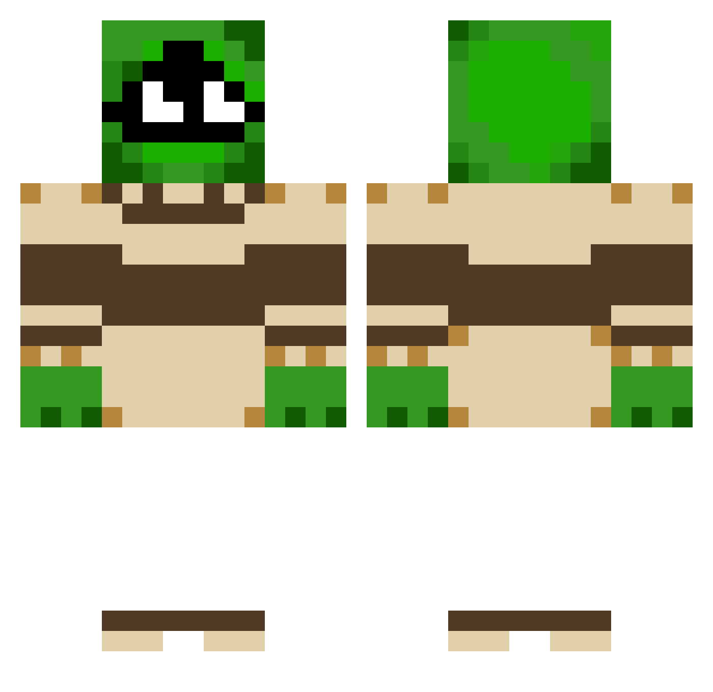 RetroLeaves2085 Minecraft skin, front and back view