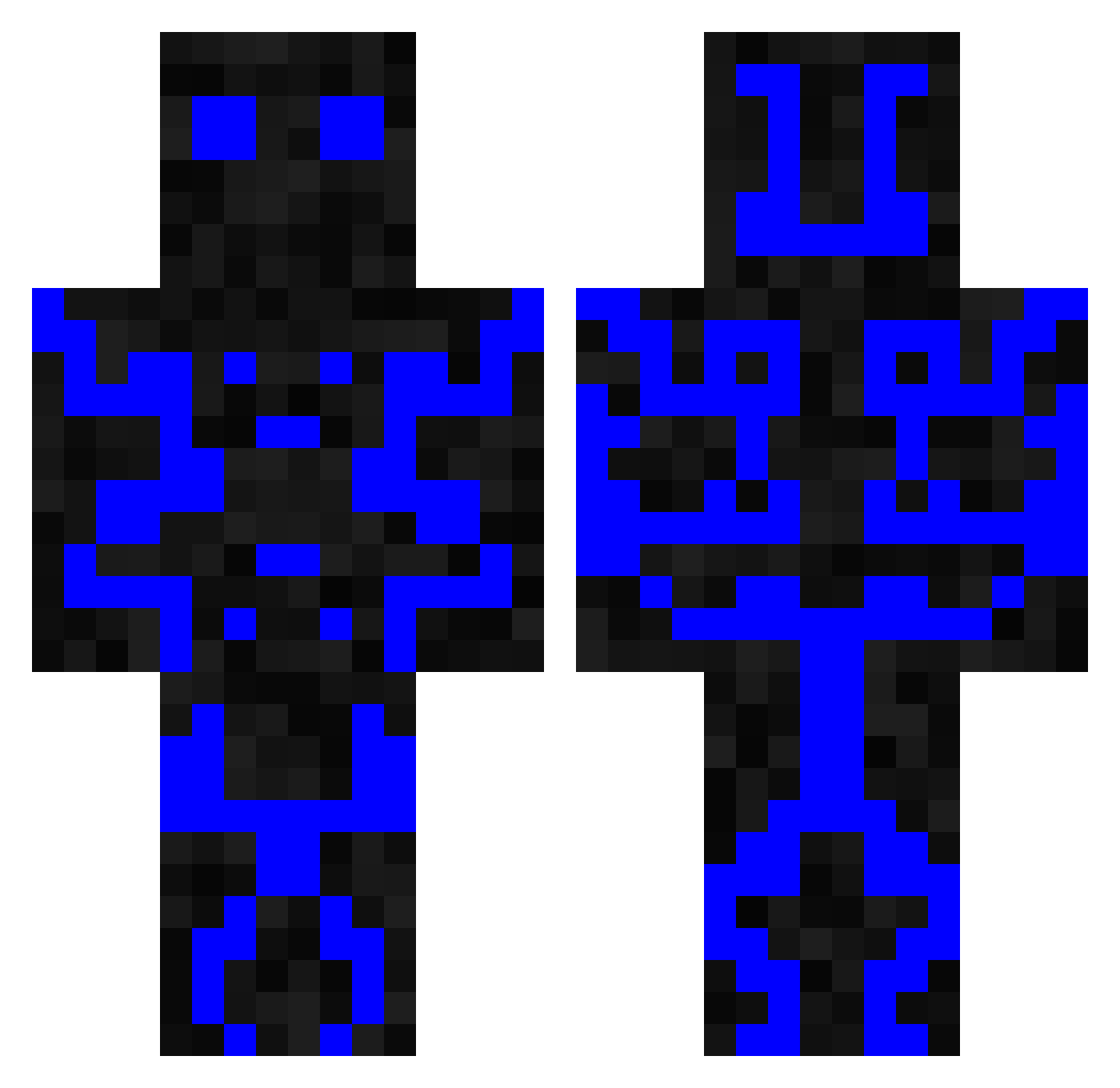 RoboPixel Minecraft skin, front and back view