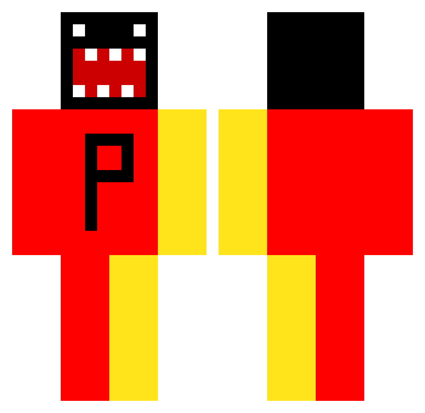 Da_craft_tumTV Minecraft skin, front and back view