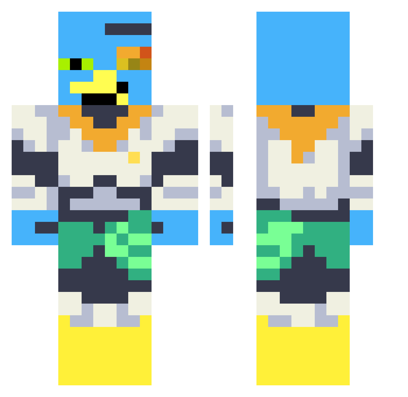 RadioGuava Minecraft skin, front and back view