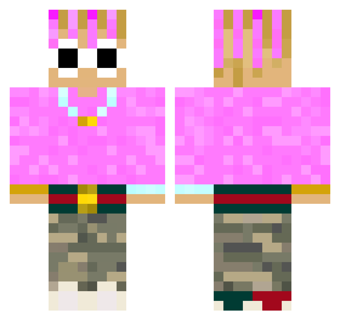 Tramaxan Minecraft skin, front and back view