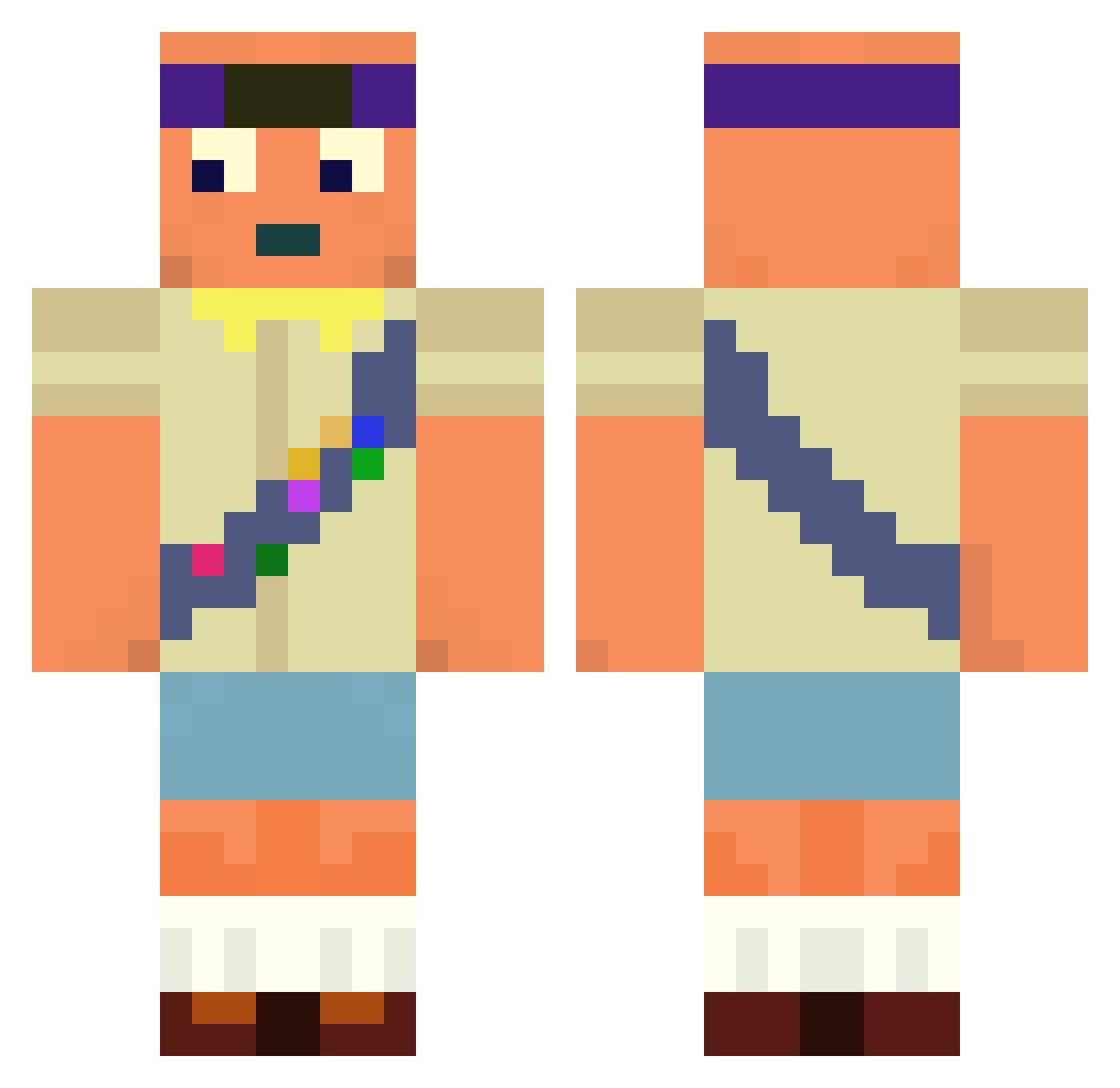 FriendlyKozak Minecraft skin, front and back view