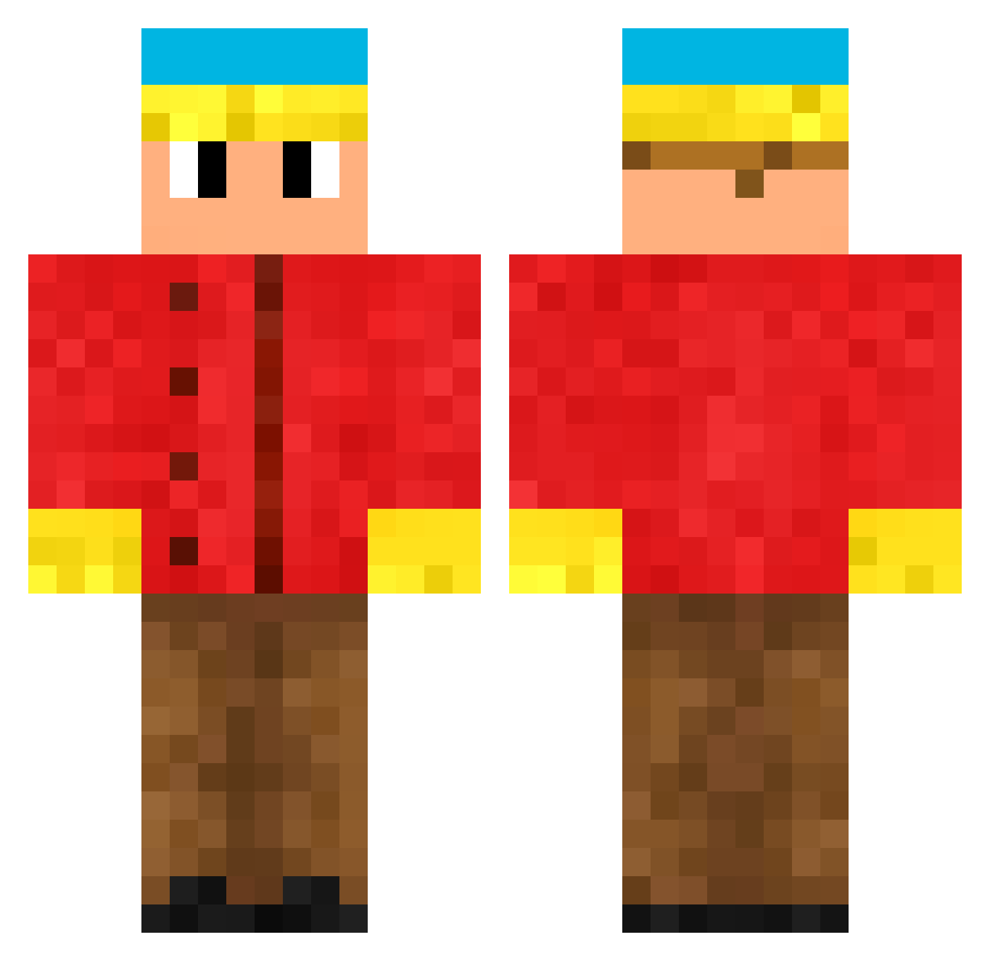 BoltEz Minecraft skin, front and back view