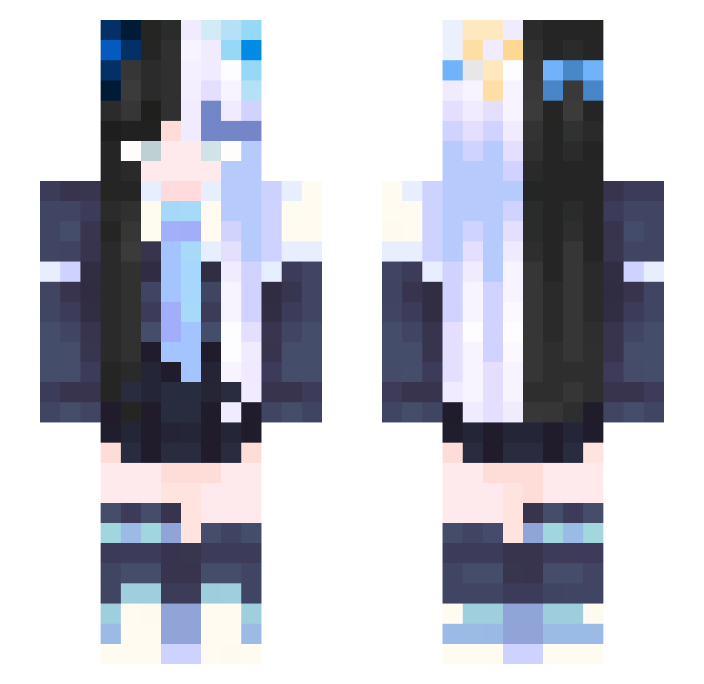 VoidFelixMC Minecraft skin, front and back view