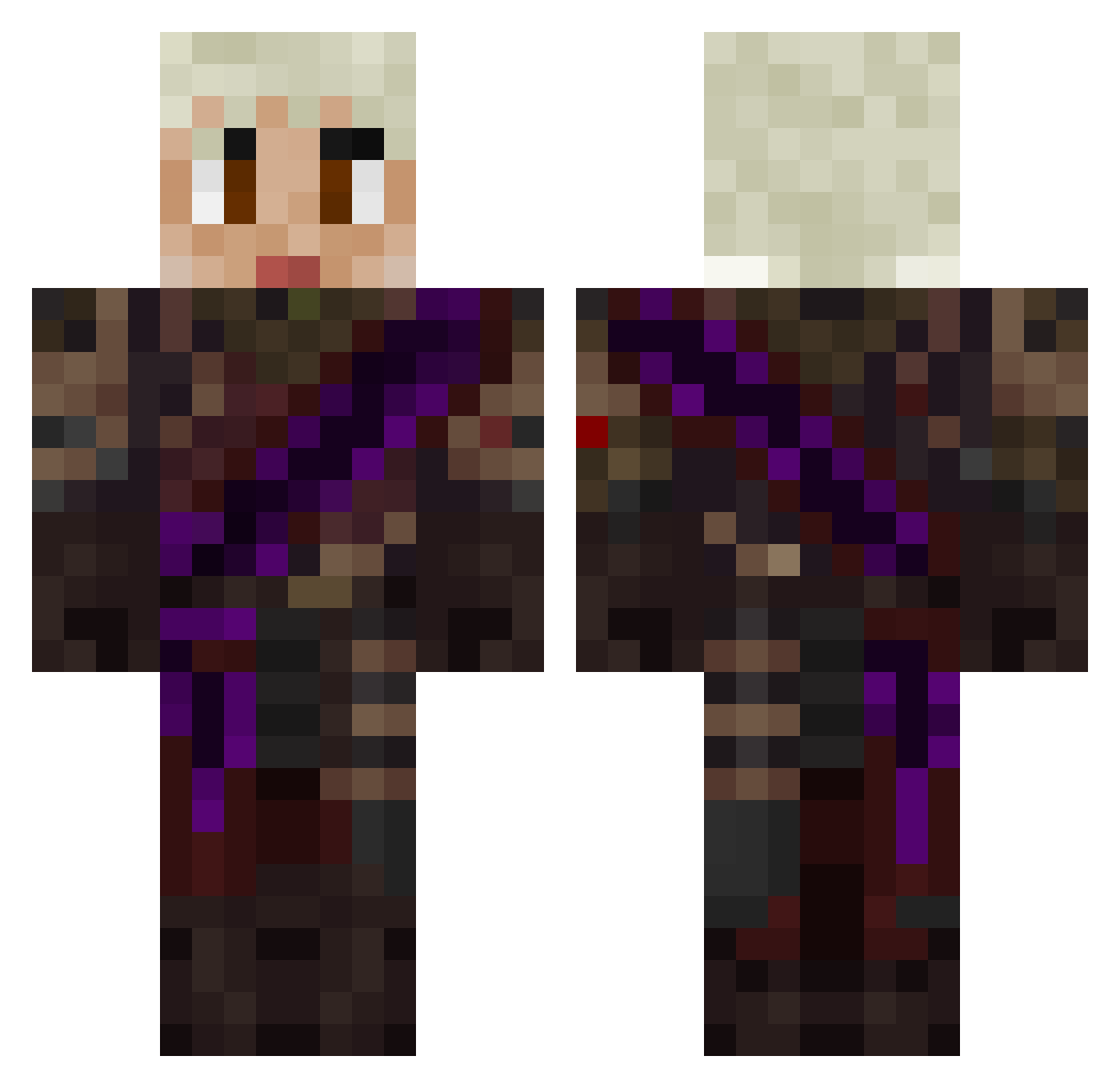 MooseMusa Minecraft skin, front and back view