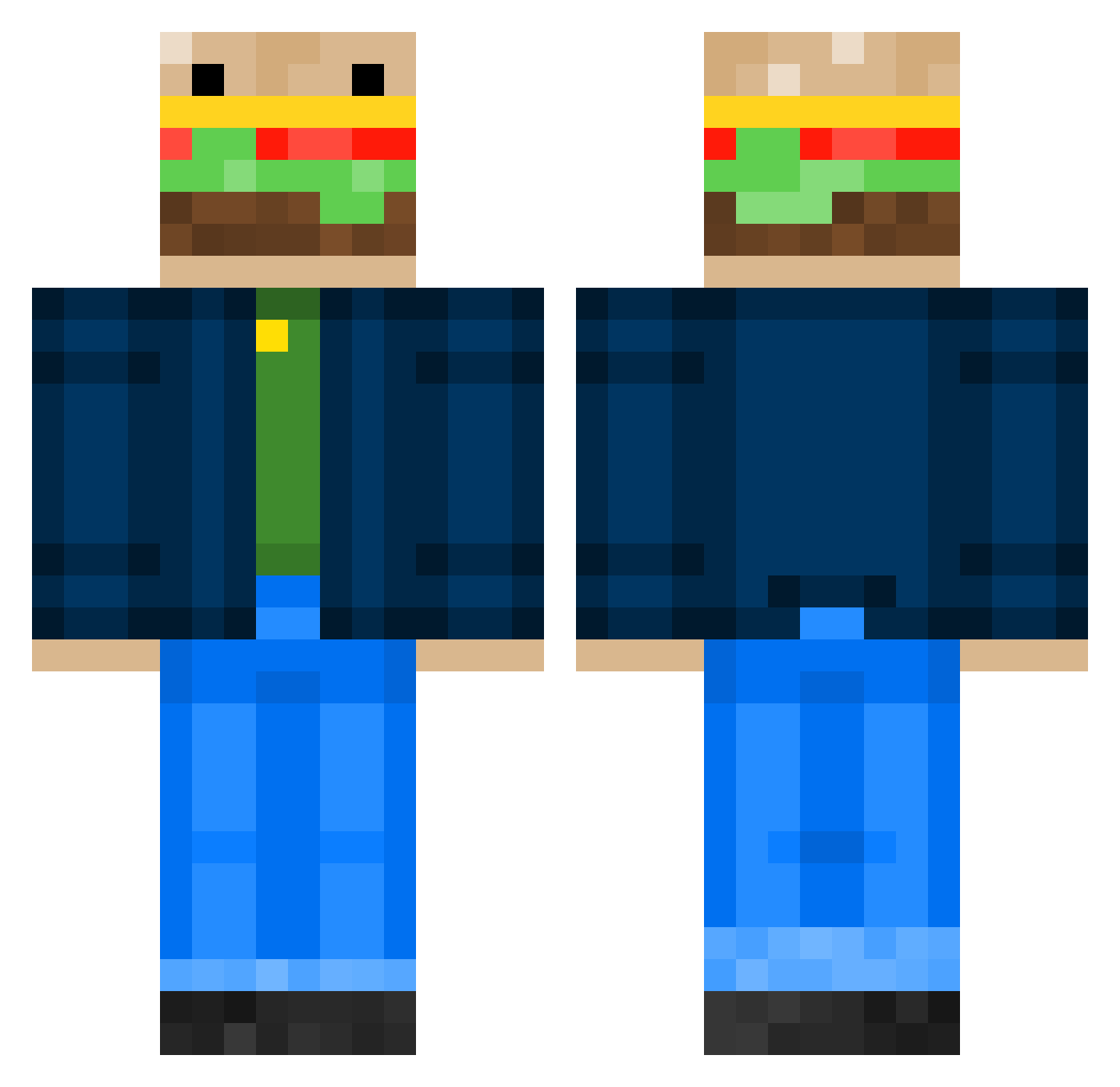 pissman4 Minecraft skin, front and back view