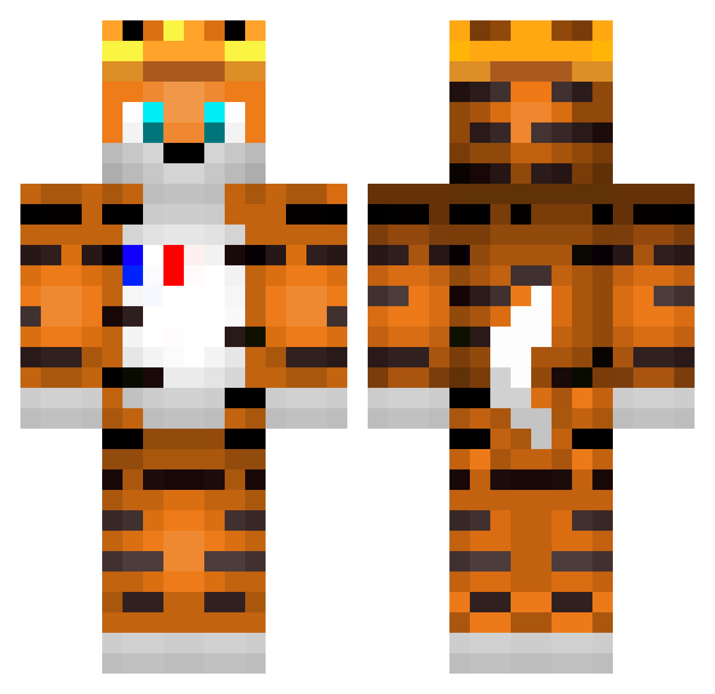 Tiquadreo Minecraft skin, front and back view
