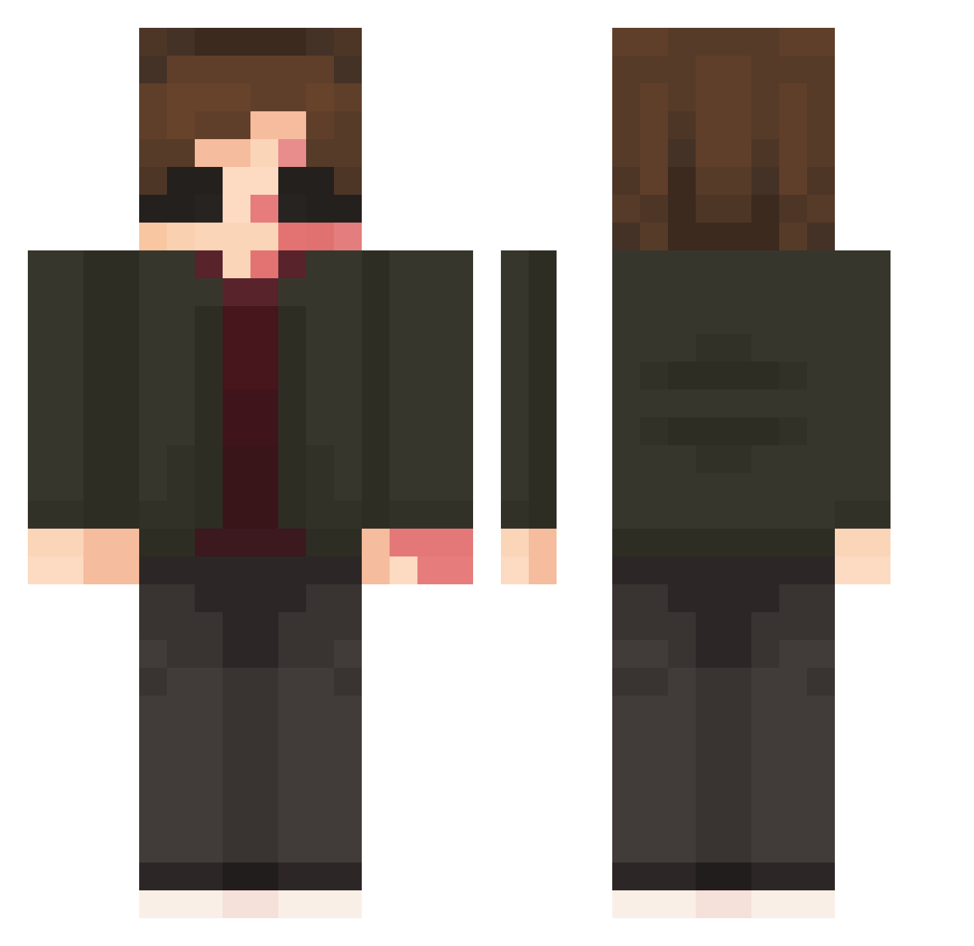 ArabTHCx Minecraft skin, front and back view