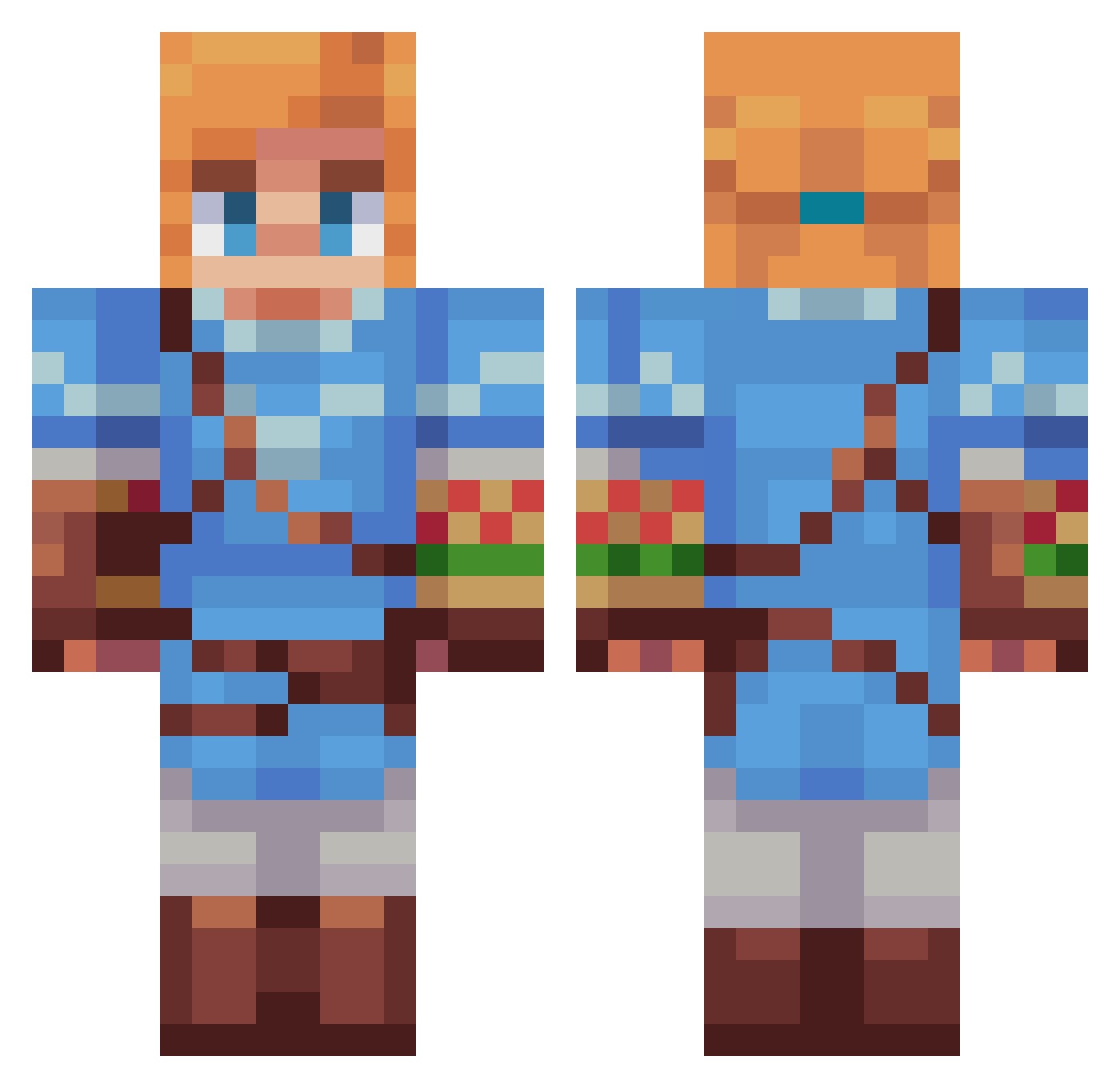 SoyLeon10 Minecraft skin, front and back view