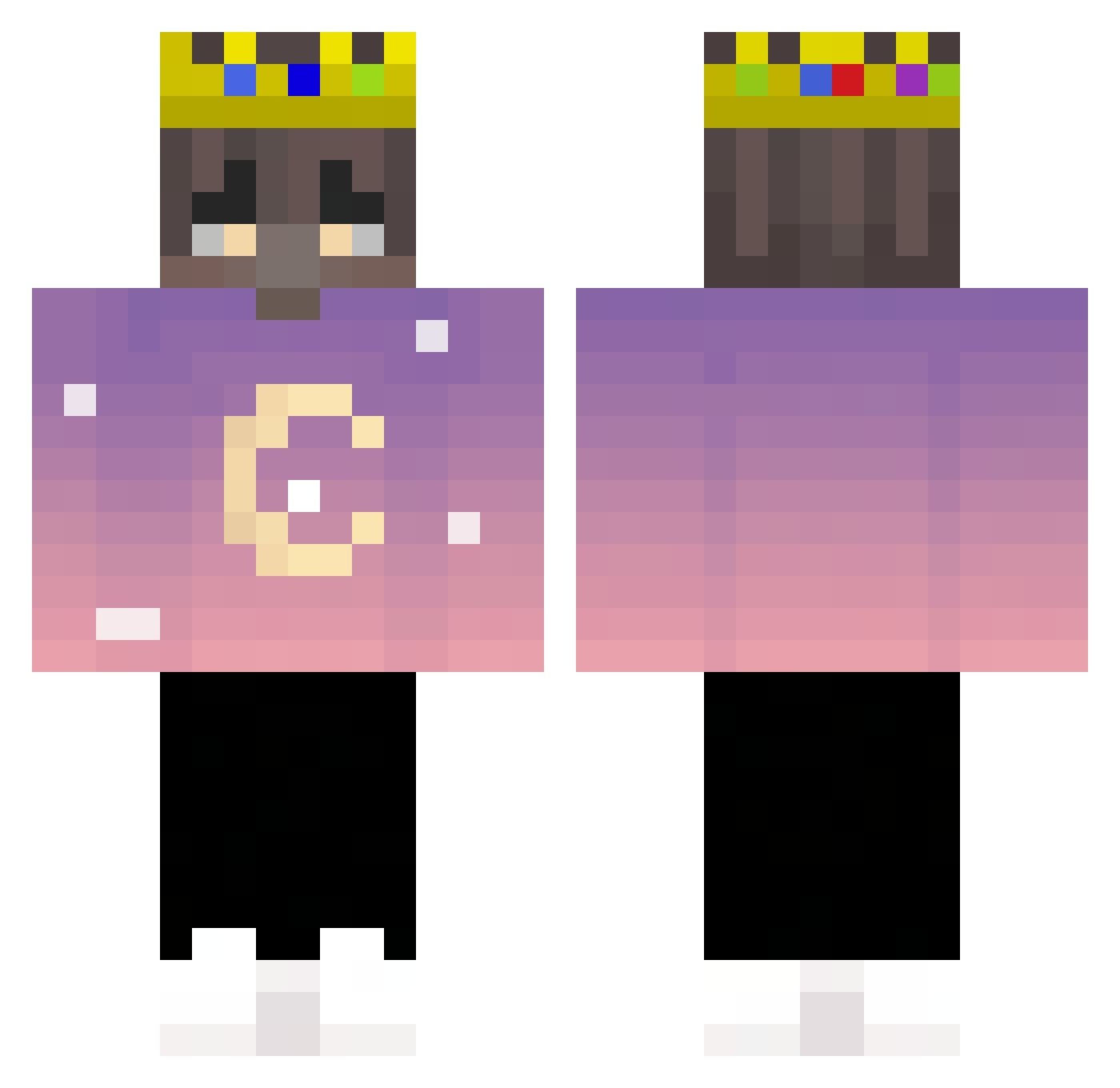 Dxigital Minecraft skin, front and back view