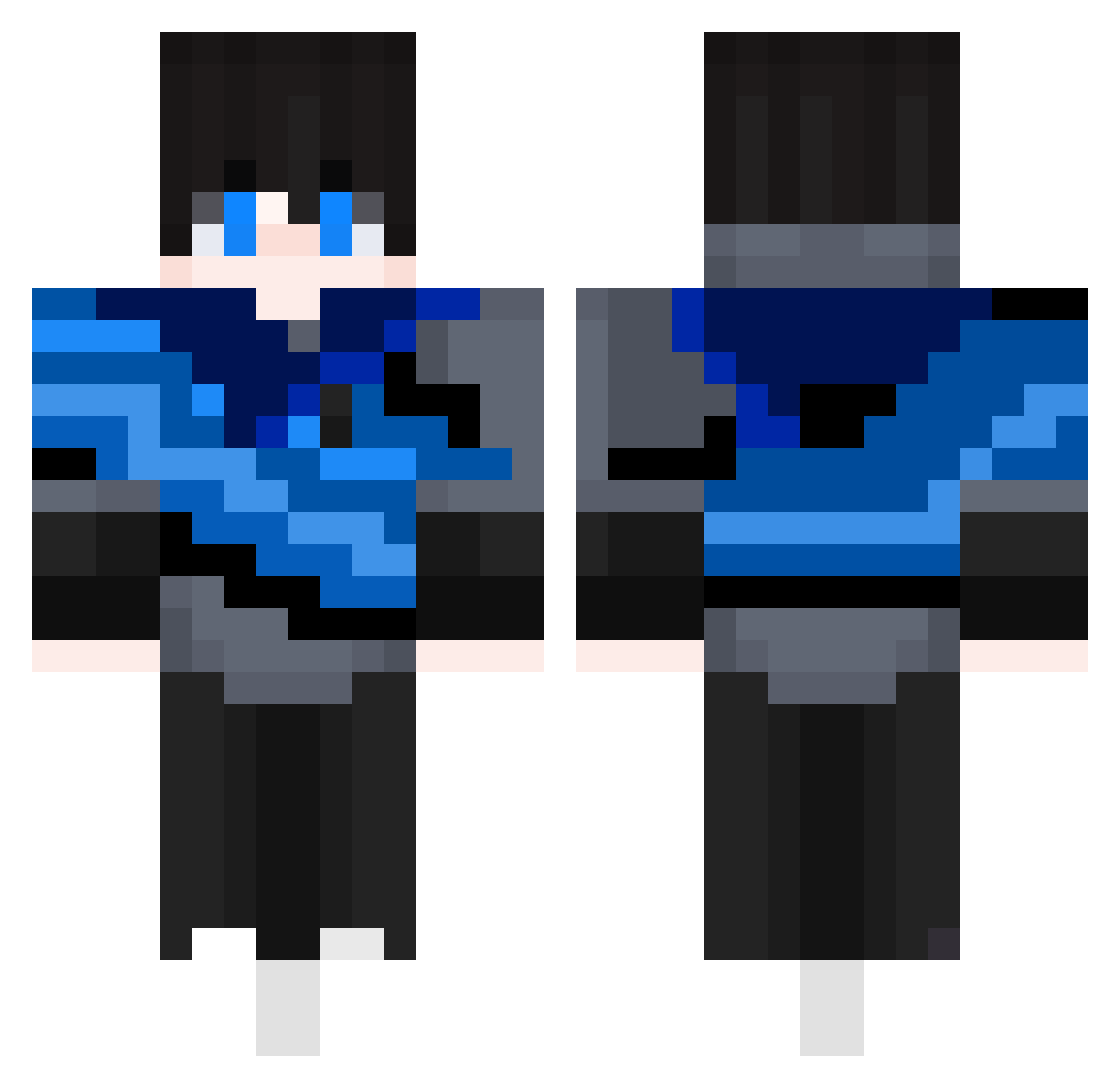 raveeTv Minecraft skin, front and back view