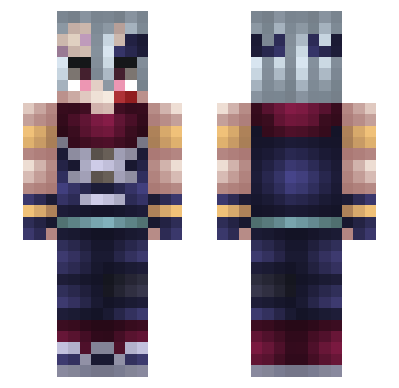 Neemoide Minecraft skin, front and back view