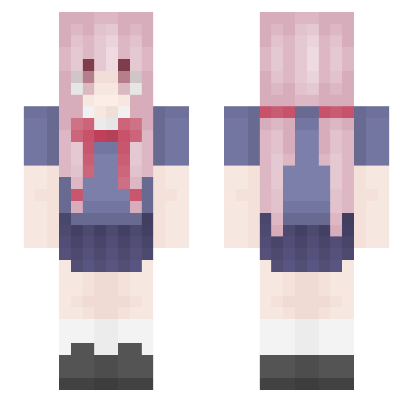 LinShutong Minecraft skin, front and back view